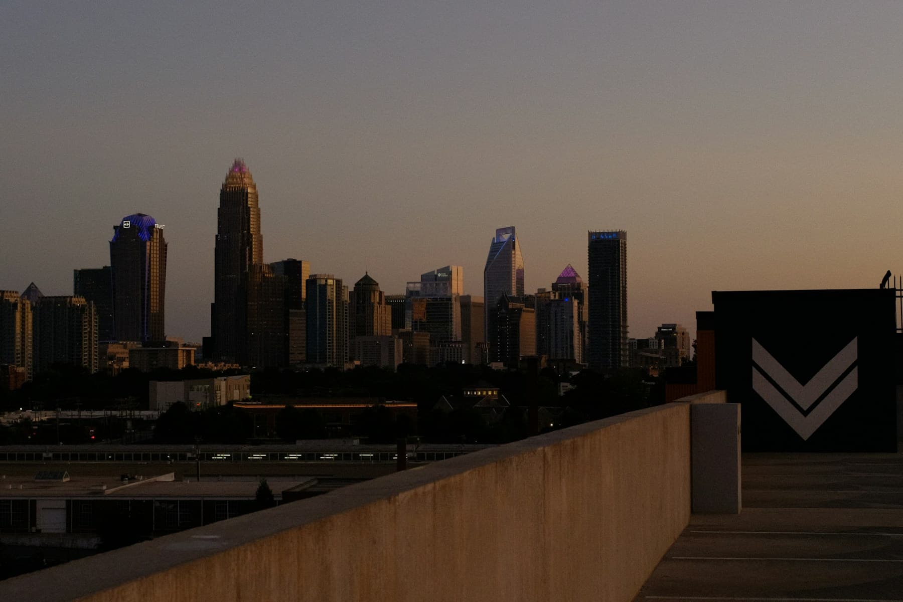 Charlotte skyline at dusk