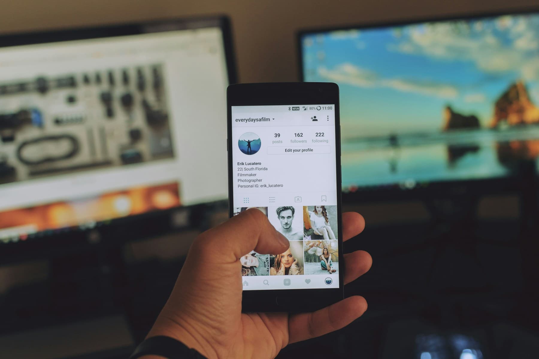 Person holding a smartphone for online communication